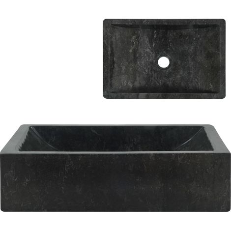 Waschbecken  Aufsatzwaschtisch Waschschale für Badezimmer  45x30x12 cm Marmor Schwarz DE43527 (1/5)