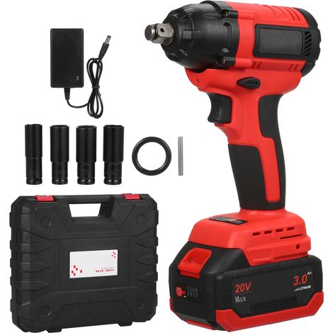Avvitatore a impulsi senza fili 1/2 pollice, senza spazzole, coppia massima 320 ft-lb (430 Nm), batteria Li-ion 3,0 Ah, 4 bussole a impulsi
