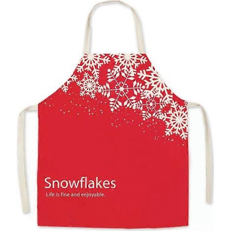 Tablier de Noël - Salopette en lin imprimée flocons de neige pour adultes et enfants, 65 x 75 cm