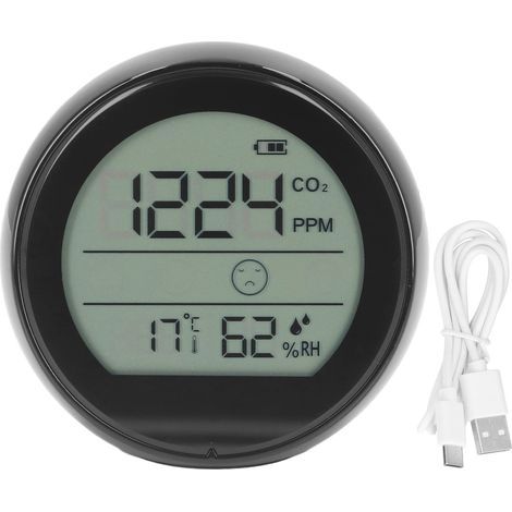 Moniteur CO2 P8, détecteur infrarouge de dioxyde de carbone, testeur de qualité d'air, température et humidité pour laboratoire, noir (1/5)
