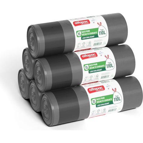 Carton de 180 sacs-poubelle à lien - 110L (1/5)