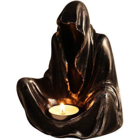 Bougeoir fantôme pour Halloween, bougeoir gothique, bougeoir pour bougie chauffe-plat, bougeoir noir (1/5)