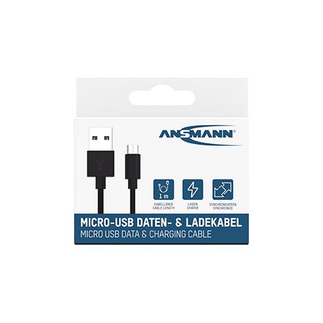 câble de chargement usb vers micro-usb 100 cm. pratique pour la recharge jusqu'à 3,0 a et la synchronisation de vos données jusq