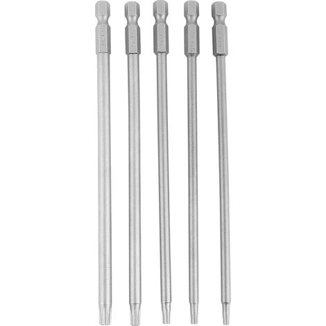 Jeu de 5 embouts de tournevis magnétiques de sécurité BST à tige hexagonale 1/4" (150 mm) T10-T30 (1/5)