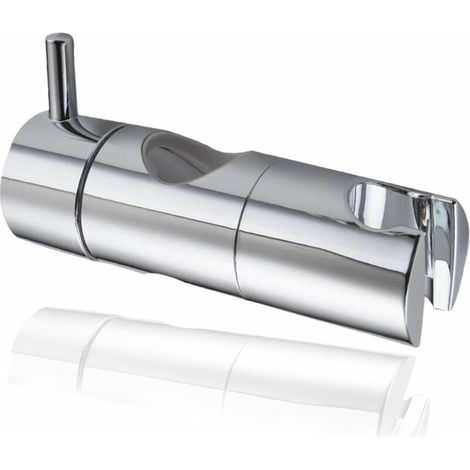 Duschstangengleiter, Duschkopfhalterung, Handbrausehalterung mit Saugnapf, Wand-Duschkopfhalterung, universeller, austauschbarer Duschgleiter (19 mm, silber) - Crezuo