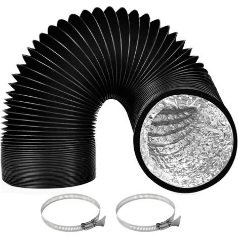 QORVA-Tuyau d'évacuation Diamètre de 100 mm Longueur 3 m Gaine Ventilation en Aluminium Tuyau D'évacuation D'air avec 2 Colliers de Serrage en Acier pour Climatisation Déshumidificateur Extracteur
