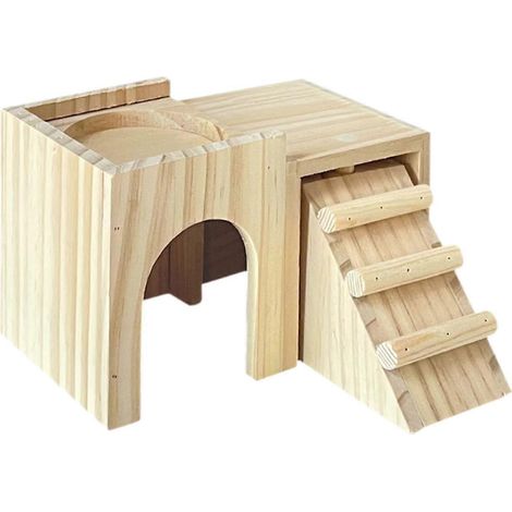 Maison en bois pour hamster, jouet amusant pour gerbilles, chinchillas et souris. (1/4)