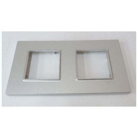 Plaque double alu 2 postes entraxe 71mm H/V pour appareillage mural ALTIRA Icone SCHNEIDER ALB44842