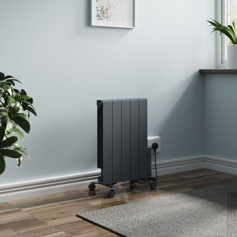 Electric Oil Filled Radiator Thermostat WiFi Timer Wall Mounted Portable Heater Anthracite 900W (1/5)