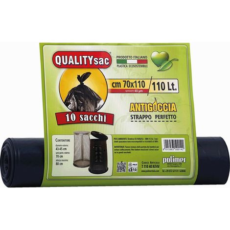 Sacchi rifiuti antigoccia 72 x 110 cm 120 l conf. 10 pezzi