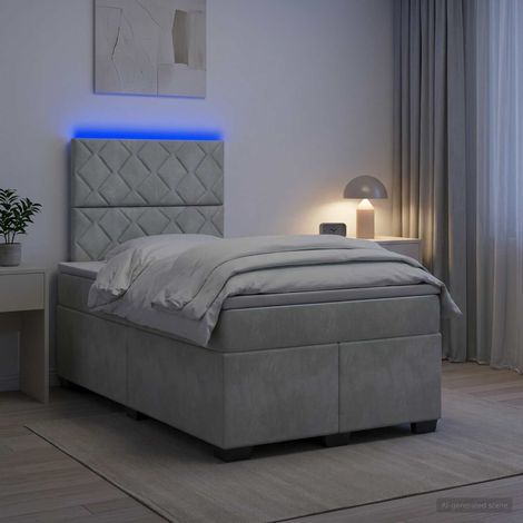 vidaXL Cama box spring con colchón Gris Claro 120 x 190 cm Terciopelo (1/5)
