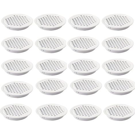 Grille de ventilation - 20 pièces - 53 mm - Grilles d'aération rondes - Acier inoxydable - Trous de ventilation - Pour salle de bain, bureau, cuisine - Wit (1/5)