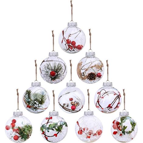 Lot de 10 Boules de Noël Boules Ornement Boules 80 mm Ornements de Noël Boule en Plastique à remplir décorations de Noël Boules d'arbre Boules Artisanat (1/5)