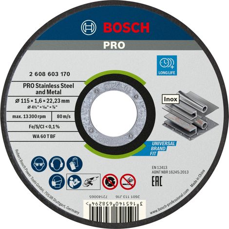 Bosch PRO Stainless Steel and Metal Trennscheibe, 115 x 1.6 x 22.23 mm
