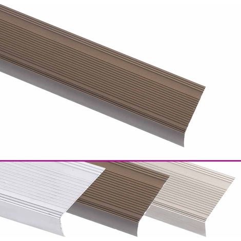 Nez de marche Forme en L 5 pcs aluminium 90 cm marron