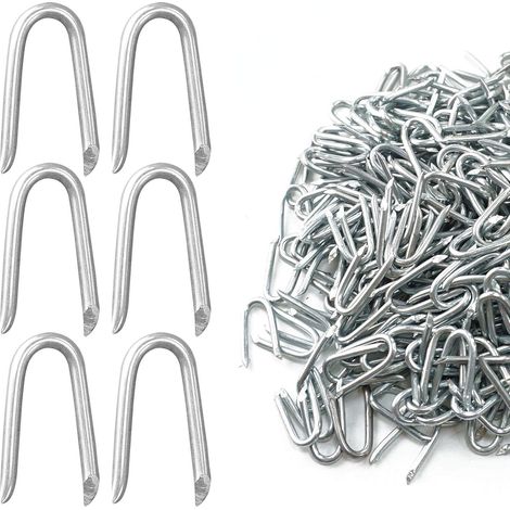 Clou en U pour Grillage 500g(Environ 350 pièces), 25mm Crampillon Cloture Galvanisés, Agrafe Grillage pour Grillage Cloture, Grillage a Mouton, Piquet Cloture Grillage (1/5)