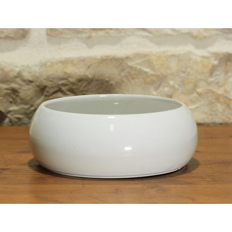 Vaso ciotola per Piante e Bonsai in ceramica bianco diam. cm. 20 (1/3)