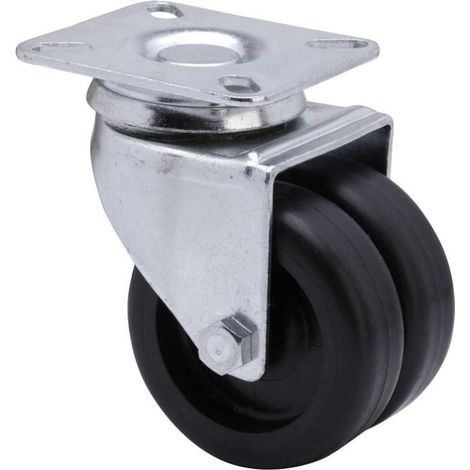 rueda giratora placa 10i75-bp poliamix negro (doble) eje liso (1/2)