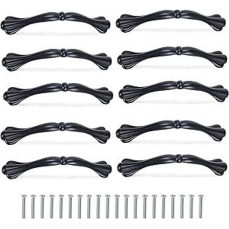 10pcs Poignee de Meuble Cuisine Noir 128mm Poignee Tiroir Metal Bouton de Meuble en Alliage d'aluminium avec 20pcs Vis pour Placard Armoire Cuisine (1/5)