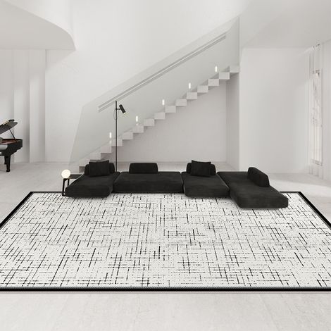 Tapis d'extérieur printemps-été, tapis toutes saisons, tapis de salon antidérapant à motif géométrique, protection du sol, isolation phonique, haute résilience, extra épais, compatible avec le chauffa (1/4)
