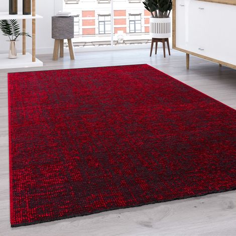 Paco Home Teppich Wohnzimmer Flachgewebe Modern Sisal Muster Einfarbig Pastell Fransen 80x150 cm, Rot