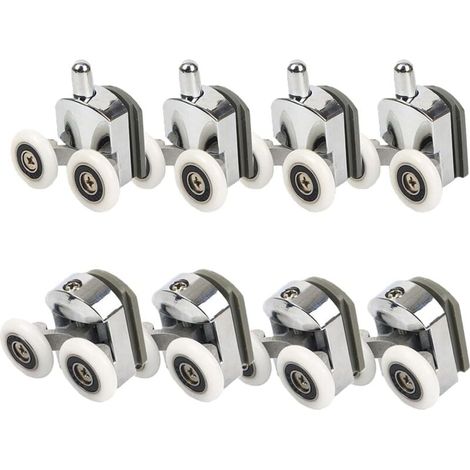 Roulettes de porte de douche, Roulettes de porte de douche 23mm Roulettes de curseur Poulies 8PCS Diamètre de la porte de douche Haut Bas Pièces de rechange de salle de bain (1/5)