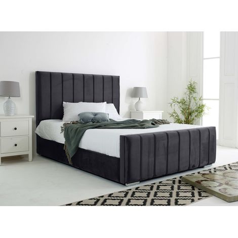 Coraline Steel Plush Velvet Super King Bed Frame (1/2)