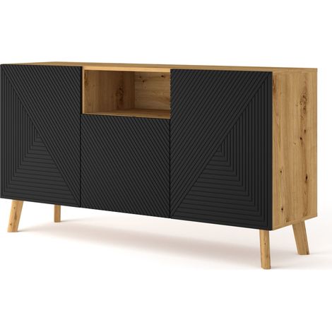 Cómoda LUXI 3D 146 cm roble artesanal / negro mate