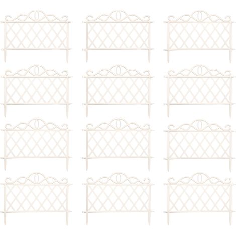 Pack of 12 27cm White Plastic Garden Patio Lawn Border Fence Edging (1/5)