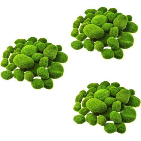 96 Pièces 5 Tailles de Roches de Mousse Artificielle Décoratives Boules de Mousse Verte Faux Décor de Mousse pour Jardins D'Arrangements Floraux