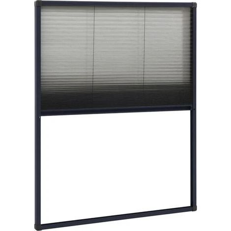 Moustiquaire plissée, aluminium, gris anthracite, 60 x 80 cm (1/5)