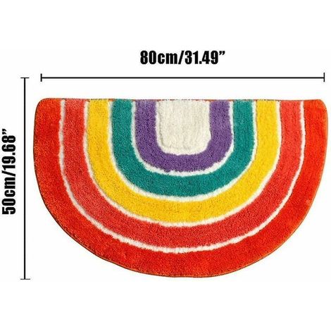 Tappetino da bagno semicircolare in microfibra a righe, antiscivolo e assorbente per vasca da bagno, doccia, bagno, cucina, corridoio, camera da letto, lavabile, 50x80 cm (1/5)