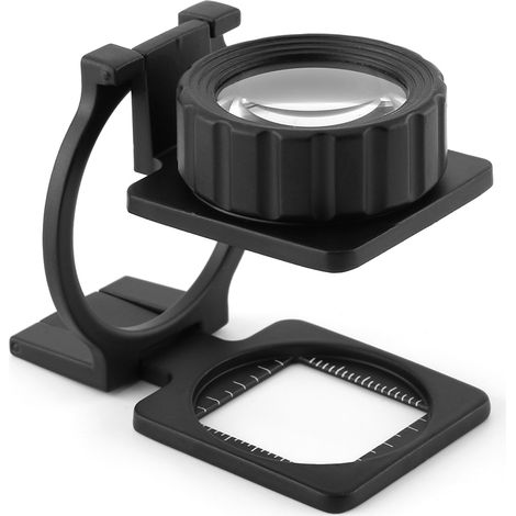 Loupe de lecture pliable 15X avec support, lentille de grossissement portable et règle de mesure (1/5)