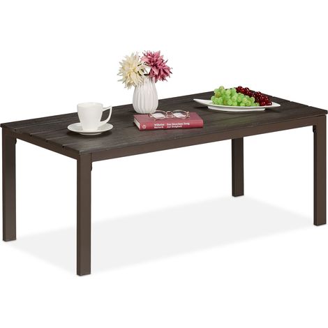 Relaxdays Tavolino Basso da Balcone, Resistente alle Intemperie, HLP: 39 x 98 x 48 cm, Tavolo da Caffè Esterno, Marrone