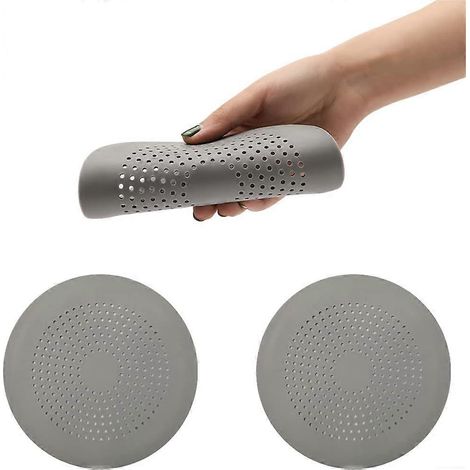 Filiyano-Protection de bonde en silicone, lot de 2, filtre d'évier, crépine avec ventouse, récupérateur de cheveux pour bonde de douche, gris (1/5)