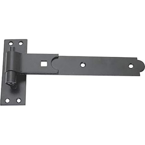Lot de 3 charnières de porte en acier noir avec crochet plat et bande 300 mm x 38 mm x 4,5 mm