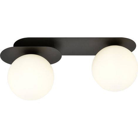 Plafonnier Emibig Plaza métal noir/opal 2xE14 45cm (1/5)