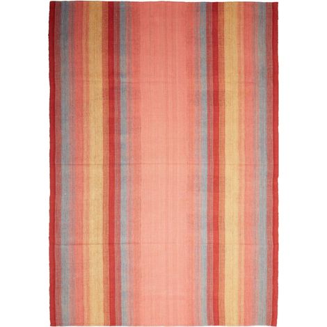 Authentique tapis d'Orient kilim fait main 210x300 rouge et jaune