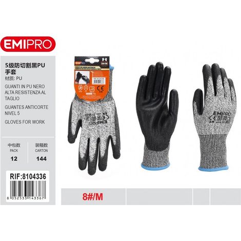 Guanti da Lavoro Livello 5 taglia M/8 colore nero/grigio (1/3)