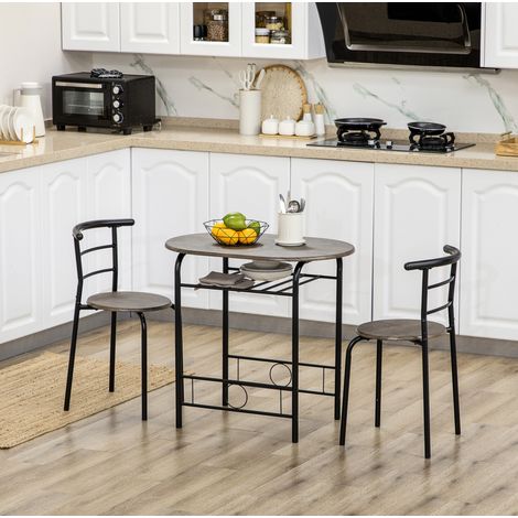 MEUBLIV Bistrot-Set mit Tisch und 2 Stühlen schwarz 80x53x74,5 cm mit Ablage (1/5)