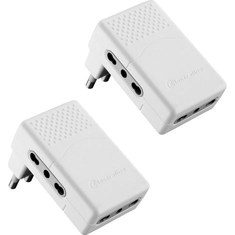 Electraline 92306 Set 2 Adattatori Multipresa Tripla 3 Posti Bivalenti 10/16A, Bianco