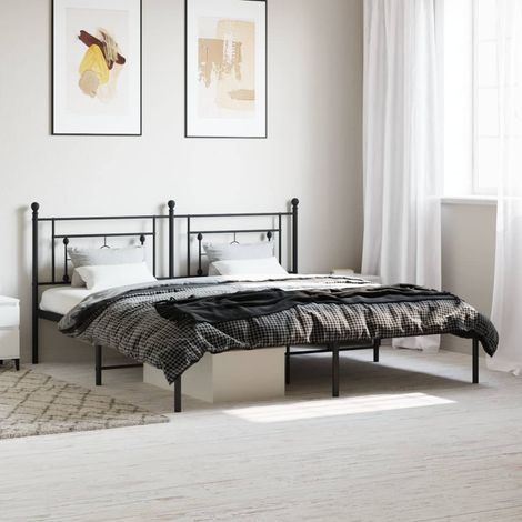 Estructura cama sin colchón con cabecero metal negro 183x213 cm vidaXL (1/5)