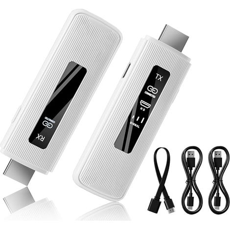 Émetteur et récepteur Hdmi sans Fil,décodage 4K 1080P, Extension HDMI avec écran LED,Portée de 50M, 2,4G/5G,pour Ordinateur Portable, PC vers TV HD, Projecteur,Blanc (1/2)