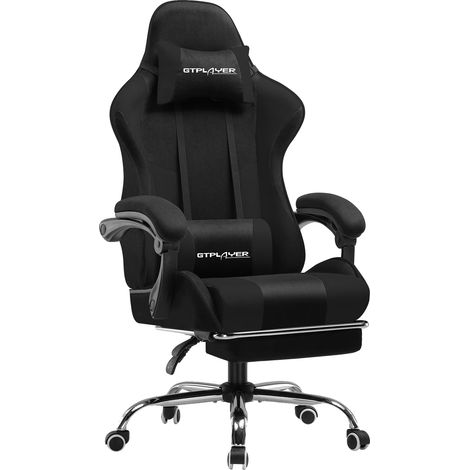 Silla gaming, diseño ergonómico, altura regulable, color negro. (1/2)