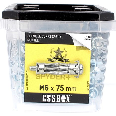 ESSBOX de 25 Chevilles Métalliques à Expansion Qualité Premium 6X75 avec Vis (1/2)