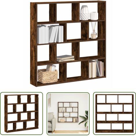 vidaXL Étagère cube murale 12 compartiments chêne fumé bois ingénierie (1/5)
