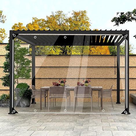 Bâche Transparente avec œillets, 0.3mm Bâche Imperméable Transparente pour Exterieur, Résistante Aux Intempéries Et Aux Déchirures, pour Piscine Jardin Voiture Mobilier(2x5m) (1/5)
