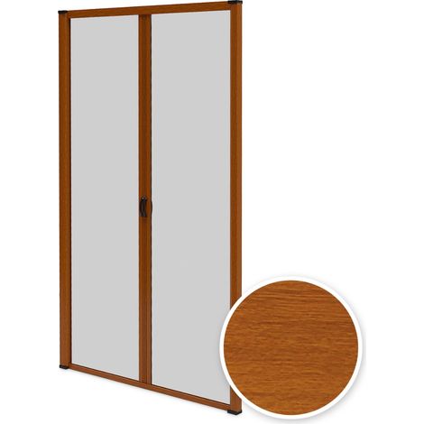 Zanzariera a rullo a doppia anta riducibile in alluminio - H230 x L240 - Rovere dorato