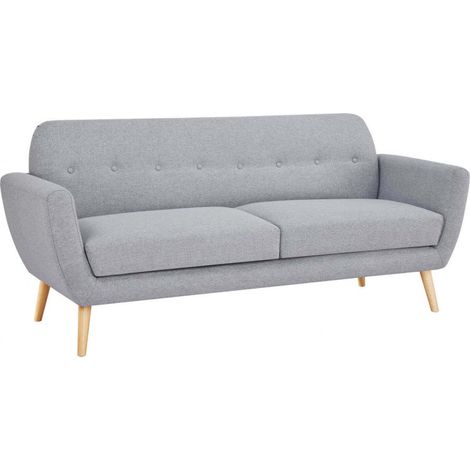 Divano 3 Posti Burton 193x79x86 h cm in Tessuto Grigio chiaro (1/5)