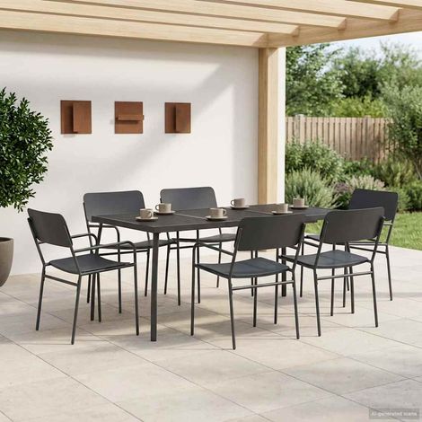 vidaXL Dining Set 7 pcs Anthracite Steel (1/5)